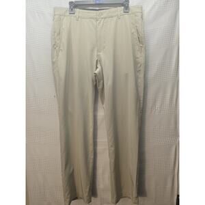 Izod Golf Pants Size 34x30 Tan Khaki Stretch Elastic Waist Pockets Mid Rise 7390